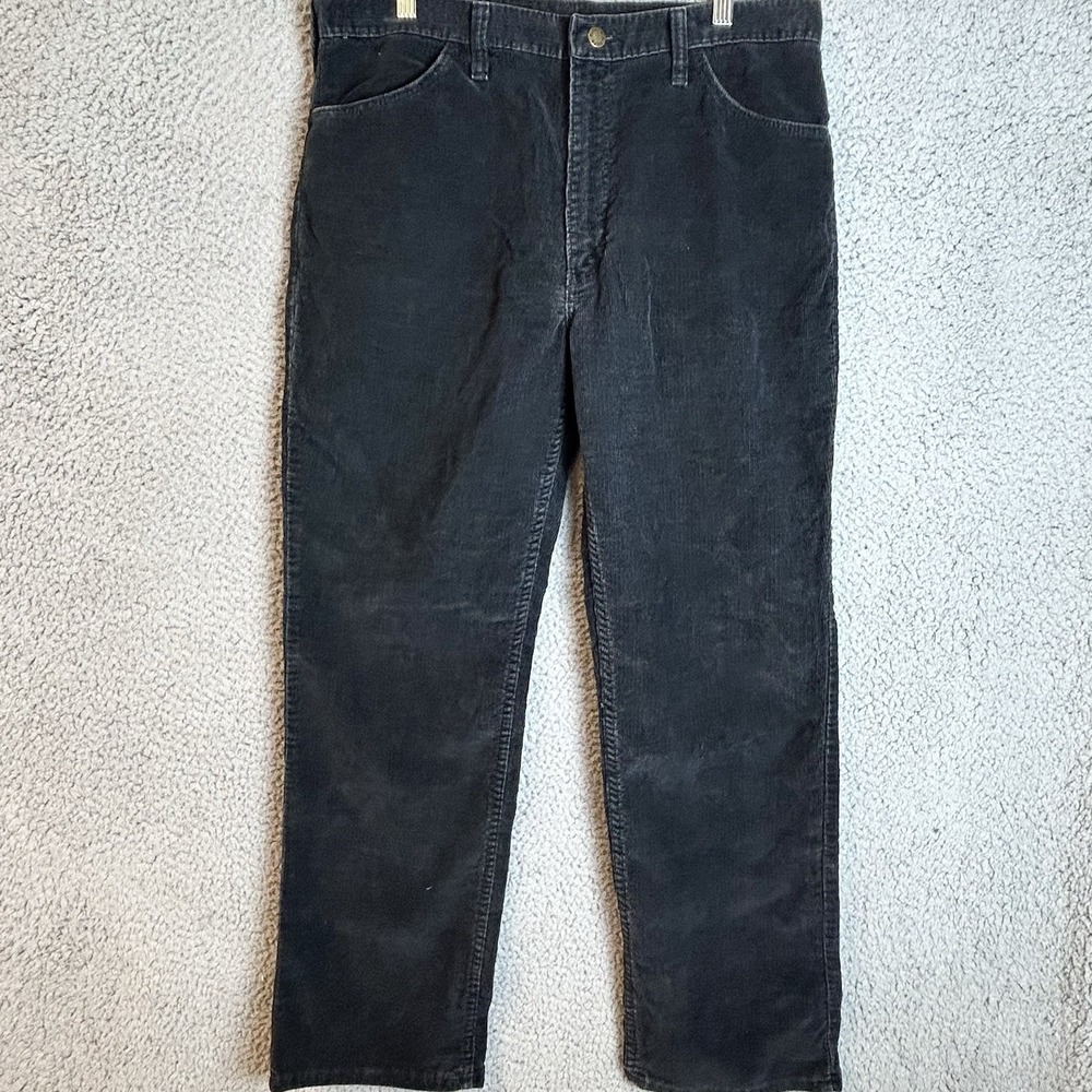VTG Rustler Mens 34x28 (Originally 36x30) Black Corduroy Pants Wide Made In USA
